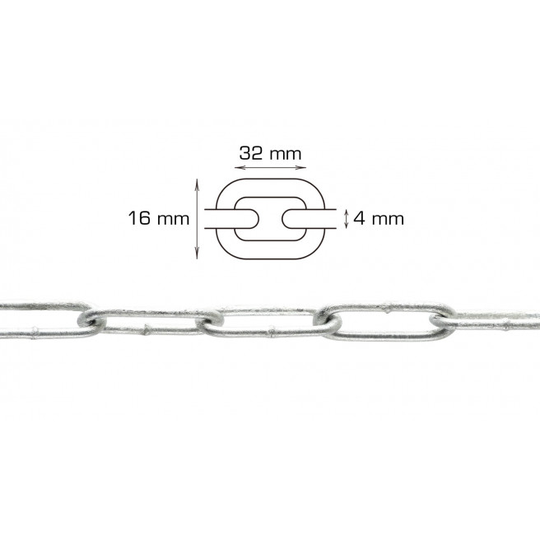 Home-it langleddet kæde 4 mm x 2 meter galvaniseret