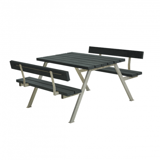 Plus Alpha Bord/Bænkesæt m/2 ryglæn - 118 cm - ReTex - Grå - 187512-38