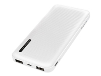 LogiLink - Powerbank - 10000 mAh - 12 Watt - 2.4 A - Fast Charge - 2 output-stikforbindelser (2 x USB) - på kabel: Micro-USB, USB-C - hvid