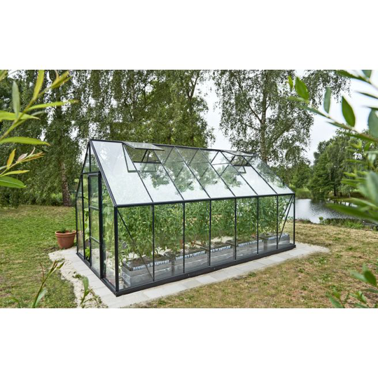 Halls Universal 148 11,5m² Sort m/3 mm hærdet glas + fundament