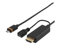 DELTACO - HDMI adapter - Micro-USB (SlimPort) til HDMI, Micro-USB Type B (kun strøm) - 1 m - sort