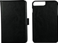 AURORA Sort Cover for iPhone 8/7/6S Plus, PU 2-i-1 Wallet 3 kortlommer