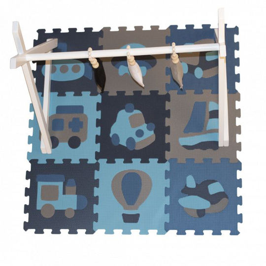 NORDIC PLAY legegulv/puslespil 30x30cm 10mm transport blå 9 stk. - 805-797