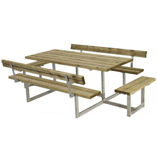 Plus Basic Bord/Bænke-sæt m/2 ryglæn+2 påbygninger trykimprægneret 185815-1