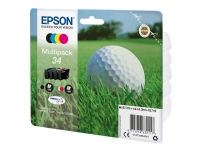 Epson 34 Multipack - 4 pakker - sort, gul, cyan, magenta - original - blister med RF/akustisk alarm - blækpatron - for WorkForce Pro WF-3720DWF, WF-3