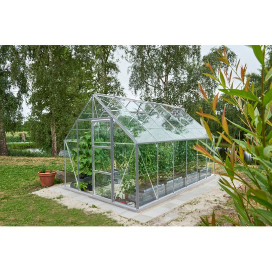 Halls Universal 128 Drivhus 9,9m² med 3 mm hærdet glas inkl. fundament - F09878
