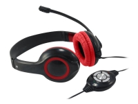 Conceptronic CCHATSTARU2R - Headset - på øret - kabling - USB - sort, rød
