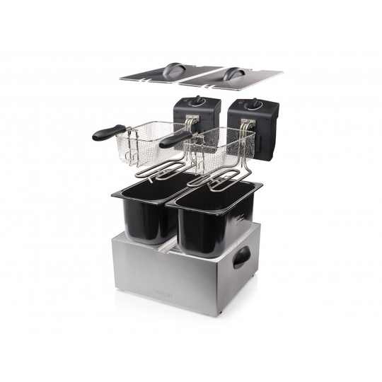Tristar FR-6937 frituregryde 6 L Dobbelt Sort, Rustfrit stål Enkeltstående 3600 W