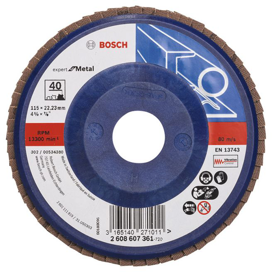 Bosch Lamelslibeskive B:mt Ø115x22mmk40 Flad - 2608607361