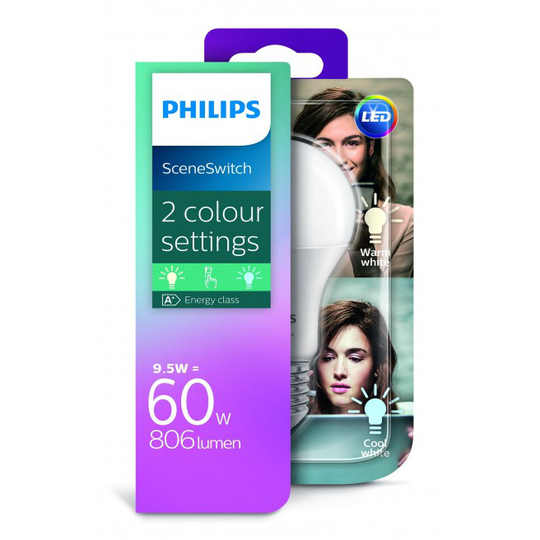 Philips LED 9,5W E27 Lyskilde SceneSwitch