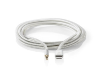 Nedis - Lightning til hovedtelefon-jackstikkabel - Lightning han til stereo mini-jackstik han - 1 m - aluminium - for Apple iPad/iPhone/iPod (Lightni