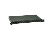 LAURITZ KNUDSEN Fiber patchpanel basis Actassi 19 udtræksbar 1HE for 12 stk. SC duplex adapter (24 fiber), farve: sort
