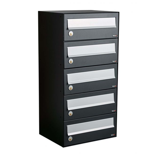 Allux LC4 - uden lås 5 modul Sort m. grå klap Systempostkasse - F47760-5S