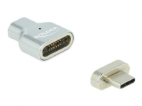 Delock - Thunderbolt / USB-C adapter - USB-C (han) magnetisk til USB-C (hun) - USB 3.2 Gen 2 / Thunderbolt 3 - 20 V - 4.5 A - 8K support - sølv