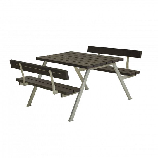 Plus Alpha Bord/Bænkesæt m/2 ryglæn - 118 cm - Genbrugsplast