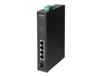Edimax IGS-1105P - Switch - 4 x 10/100/1000 (PoE+) + 1 x Gigabit SFP - DIN monterbar på skinne, væg-monterbar - PoE+ (120 W)