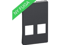 LAURITZ KNUDSEN Afdækning for FUGA T3 2x Keystone 1,5 modul dataudtag, leveres uden konnektor, farve: koksgrå