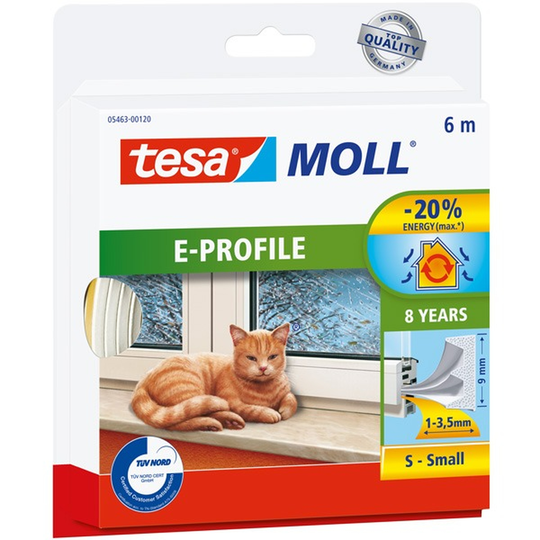 Tesa Selvklæbende E-profil 4x9mm x 6m Hvid