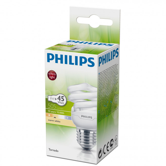 Philips Tornado 10000 hrs 8W E27 - 8718291117087