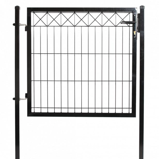 Låge for panelhegn med deko "X", 780 x 1000 mm inkl. stolper, sort - 111-389