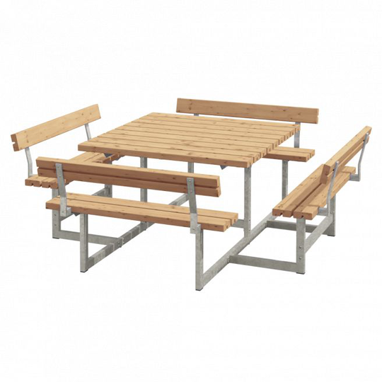 Plus Picnic Bord/Bænkesæt m/4 ryglæn - 224 cm - Lærk - 188812-3