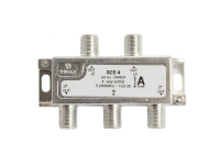 Triax SCS 4, Kabelfordeler, 75 ohm (O), 5 - 2400 Mhz, Sølv, Hvid, Hunstik/Hunstik, 11,5 dB