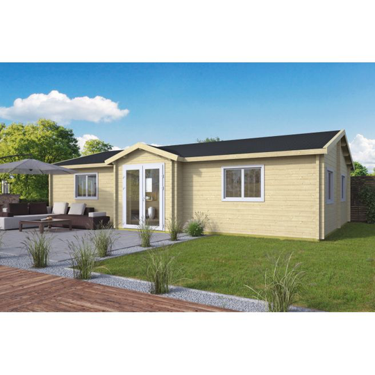 Evansville inkl. 27 mm gulv-tagbrædder Bjælkehytte - 70 mm - 407313N - 73,5 m²