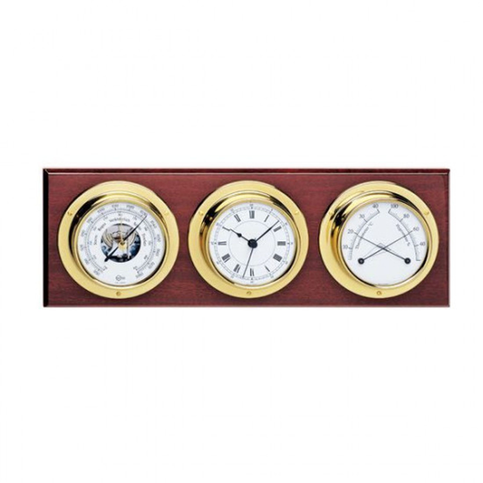 Barigo messing serie ø85 på maghoni plade 370x130 vandret