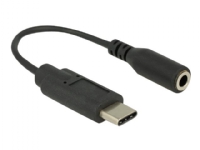 Delock - Lyd adapter - USB-C (han) til stereo mini-jackstik (hun) - USB 2.0 - 14 cm - sort