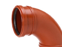 PP-bøjning 90 gr. 110mm - med 2 muffer. Uponor