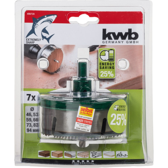 KWB Hulsavsæt Ø46-94 mm, 7 størrelser, til akku-værktøj