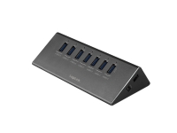 LogiLink UA0228, USB 3.2 Gen 1 (3.1 Gen 1) Micro-B, USB 2.0, 5000 Mbit/s, Aluminium, Sort, Aktivitet, 12 V