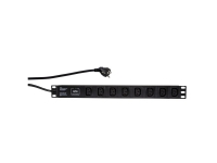 LogiLink PDU8A01, Basis, 1U, Polypropylen (PP), Sort, 8 AC stikkontakt(er), C13 forbinder