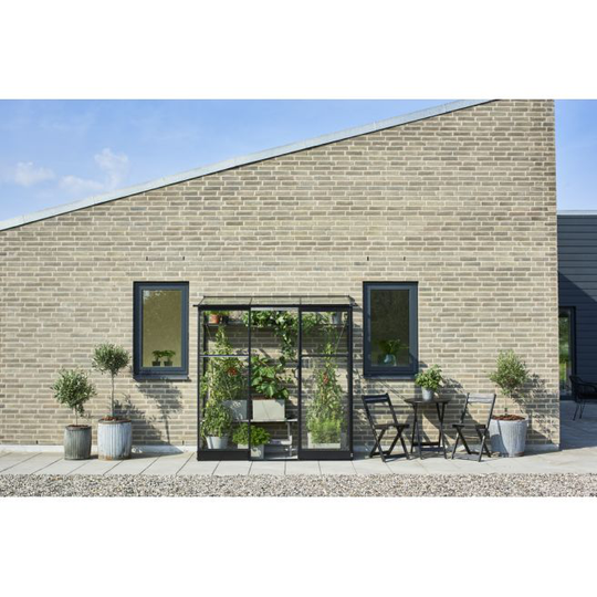 Halls Drivhus Qube Lean-to 62 sort m/ 3 mm hærdet glas - F09935