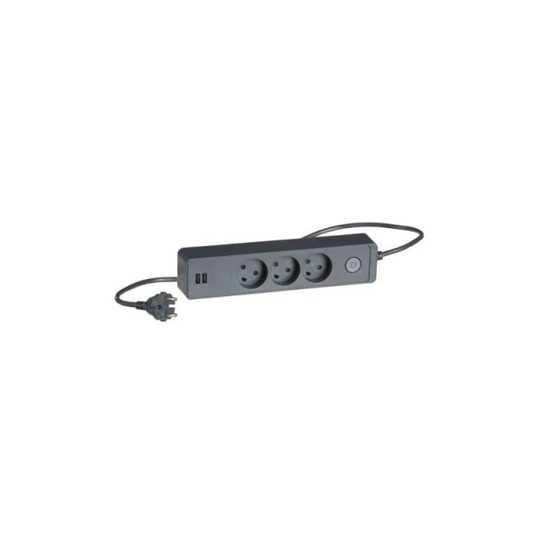 LK Designstikdåse M/afb.&2 Usb,1,5 Ledning Hvid - 210A66151L