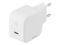 DELTACO USBC-GAN01 - Strømforsyningsadapter - 30 Watt - 3 A - PD (USB-C) - hvid