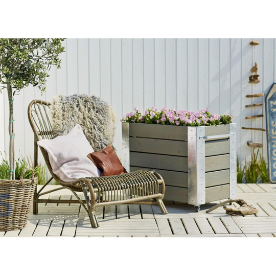 Plus Cubic blomsterkasse 87x50x70cm m/hjul gråbrun 18244-18