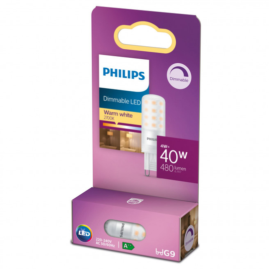 Philips LED stift 40W G9 varm hvid dæmpbar 1 stk - 8718699766757