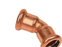 bøjning 22 mm 45° M-M - muffe-muffe Cu press. M og V bakker