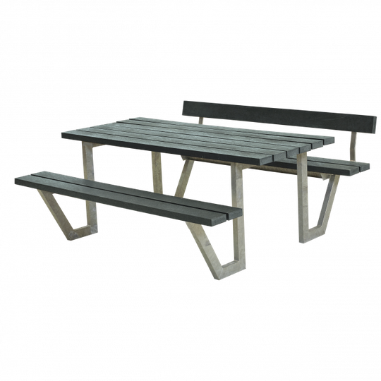 Plus Wega Bord/Bænkesæt m/1 ryglæn - 177 cm - ReTex - Grå - 187711-38