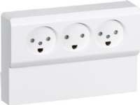 OPUS 66 indsats standard stikkontakt panel udvendig tripel 2-pol med jord, hvid