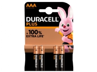 Duracell Plus 100, Engangsbatteri, AAA, Alkaline, 1,5 V, 4 stk, Flerfarvet