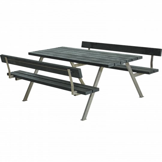 Plus Alpha Bord/Bænkesæt m/2 ryglæn - 177 cm - ReTex - Grå - 187612-38