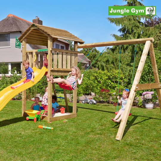 Jungle Gym Cottage legetårn komplet inkl. swing module xtra ekskl. rutschebane - 804-270SB