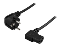 DELTACO - Strømkabel - CEE 7/7 (han) til IEC 60320 C13 - AC 250 V - 10 A - 3 m - 90° stikforbindelse - sort