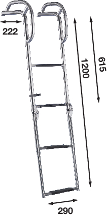 Stige til stævnplatform med håndtag, 4 trin, 1200 mm.