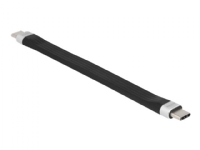 Delock - USB-kabel - USB-C (han) til USB-C (han) - USB 3.2 Gen 2 - 3 A - 13.5 cm - flad - sort