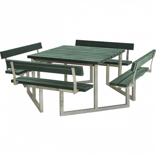 Plus Twist Bord/Bænkesæt m/4 ryglæn - 227 cm - ReTex - Grøn - 187812-31