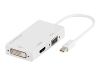 Vivanco - Videoadapter - Mini DisplayPort han til HD-15 (VGA), HDMI, DVI hun - 10 cm - hvid