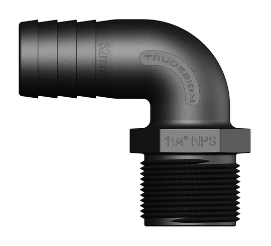 Tru-design Slangekobling 1 1/4 32mm 90gr Sort Komposit